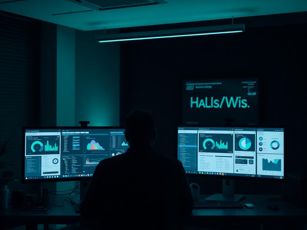 Product team reviewing software dashboards on screen
